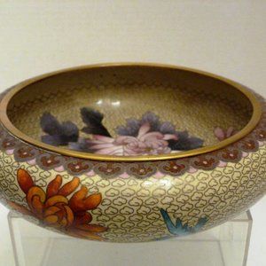 Vintage Lovely Chinese Cloisonne Enamel hand Painted Bowl With Floral Motifs